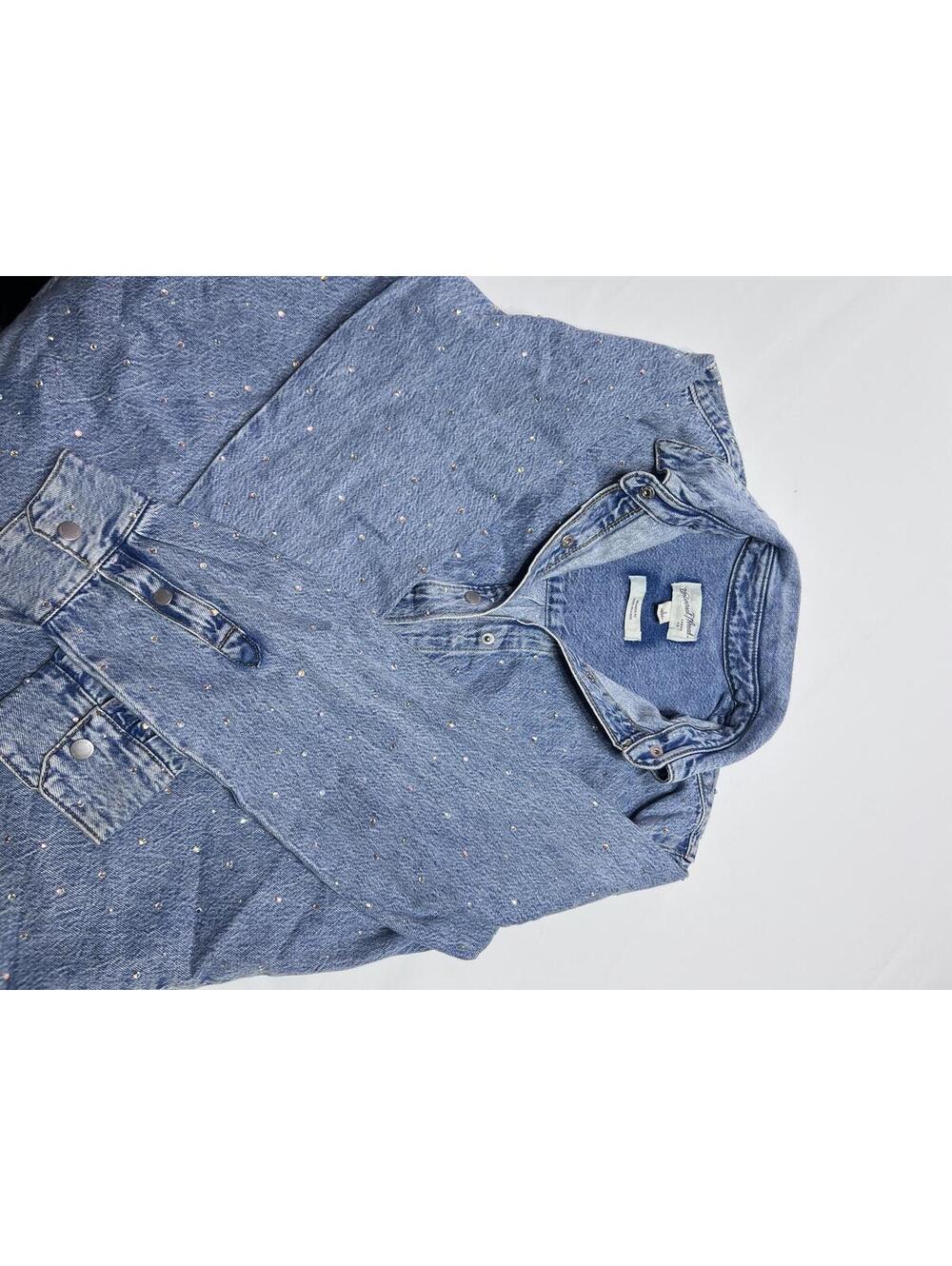 Universal Thread Relaxed Fit Denim Jacket with Rhinestone Accents, Size S - Picture 3 of 9